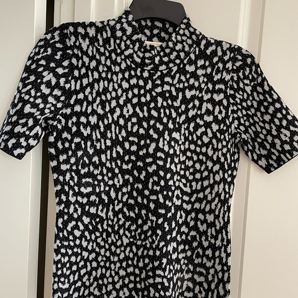 Michael Kors Metallic Animal Print Turtleneck Top